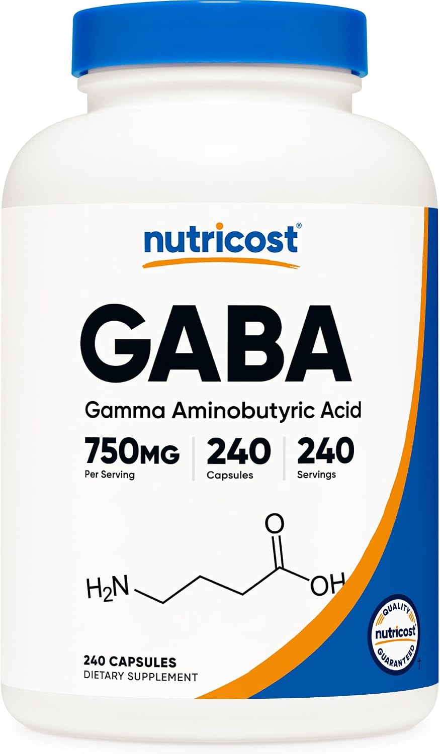 Nutricost GABA (Gamma Aminobutyric Acid) 750mg, 240 Capsules - görsel 1