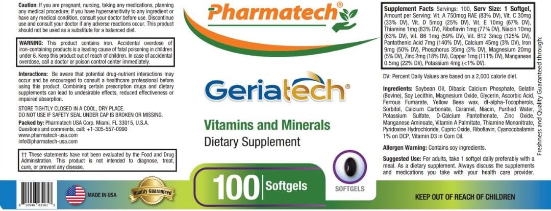 Pharmatech Senior Multivitamins for Women and Men Over 60 – with Vitamin B12, 100 Softgels - görsel 2