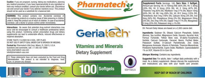 Pharmatech Senior Multivitamins for Women and Men Over 60 – with Vitamin B12, 100 Softgels