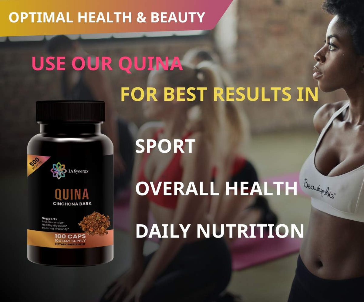 LA Synergy Quinine Quina Capsules 500mg – Cinchona Red Bark Herbal Food Supplement, 100 Capsules - görsel 3