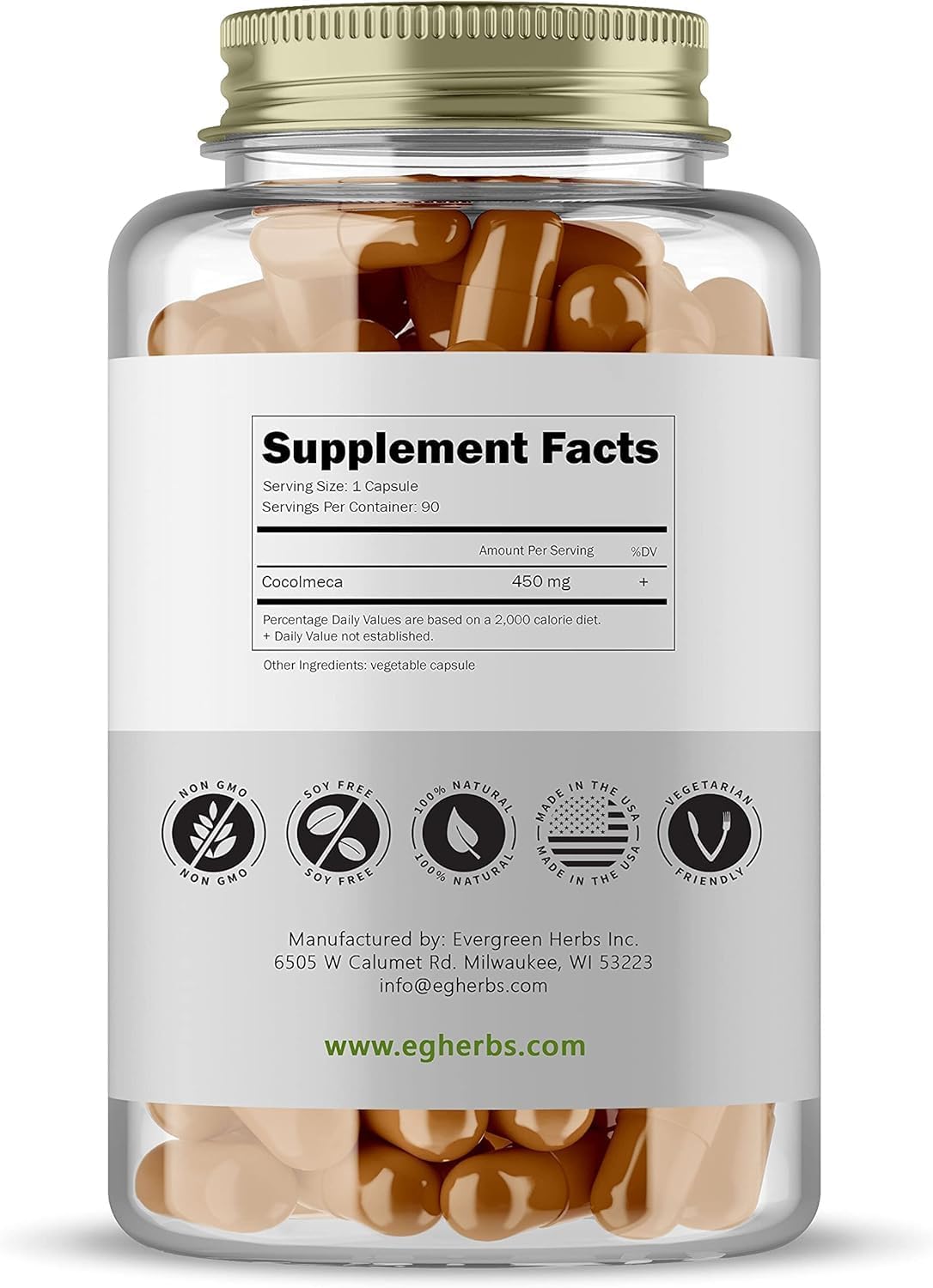 Evergreen Herbs Cocolmeca Capsules, 450 mg, 90 Capsules - görsel 2