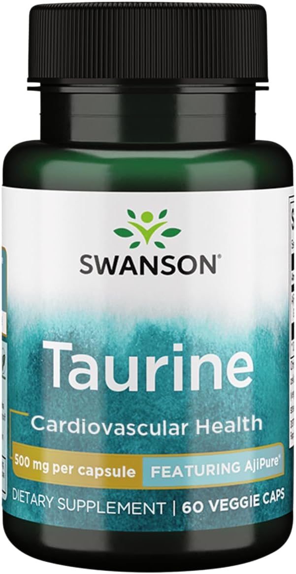 Swanson Ajipure Taurine 500 mg - 60 Vegetarian Capsules - Pharmaceutical Grade Amino Acid - görsel 1