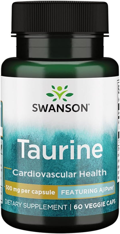Swanson Ajipure Taurine 500 mg - 60 Vegetarian Capsules - Pharmaceutical Grade Amino Acid