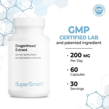 Supersmart Dragonhead Extract 200mg per Day (Patented DracoBelle) - Non-GM & Gluten-free - 60 Vegetarian Capsules