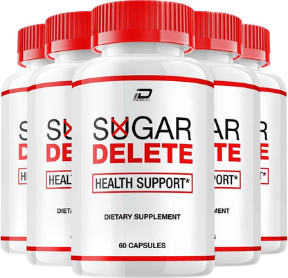 Sugar Delete Capsules – SugarDelete Sugar Optimizer Advanced Supplement, All Natural Formula (5 Pack – 300 Capsules)
