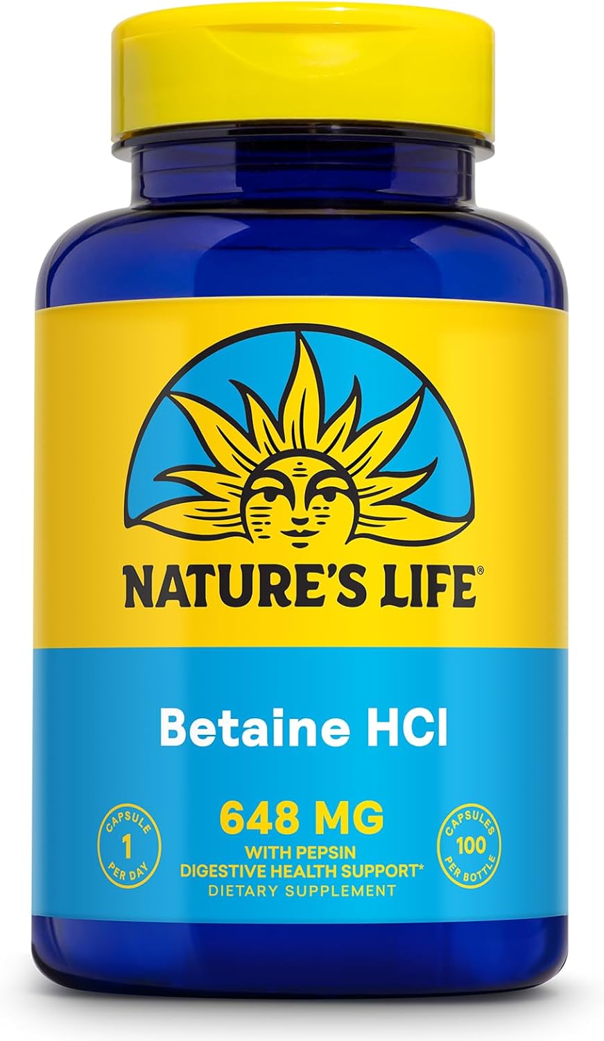 Nature's Life Betaine HCl with Pepsin – Digestive Health Support - görsel 1
