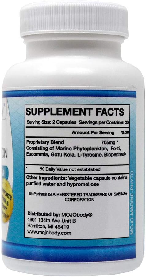 MOJObody Freeze Dried Marine Phytoplankton with BioPerine - Brain & Heart Health Support, 60 Capsules - görsel 3