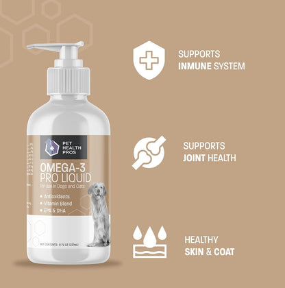Pet Health Pros Omega-3 Pro Fish Oil for Dogs and Cats - Skin & Coat Supplement with Pump - 227 ml (8 fl oz)