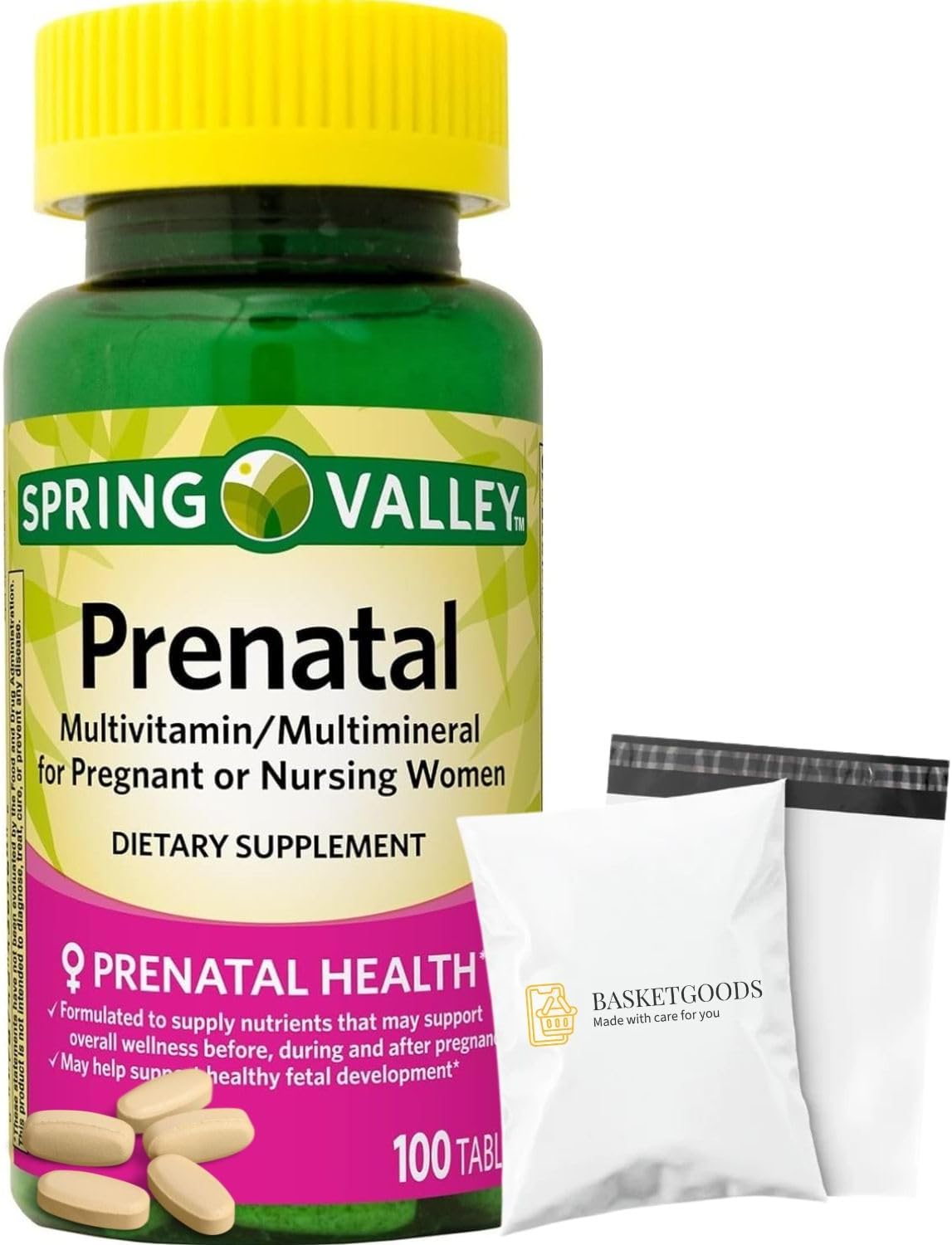 Spring Valley Prenatal Multivitamin | Essential Nutrients for Pregnancy | 100 Tablets - görsel 1