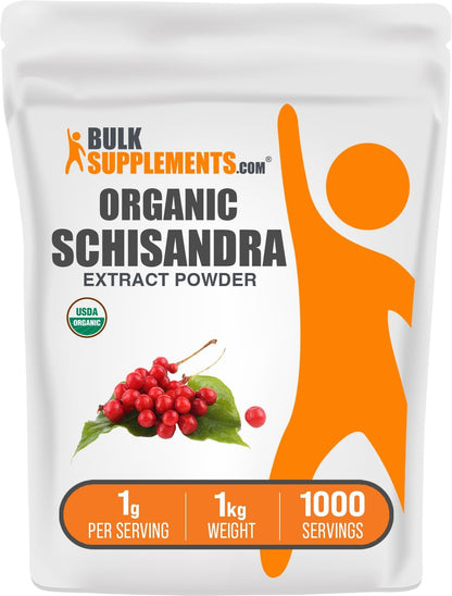 BulkSupplements.com Organic Schisandra Extract Powder - Herbal Supplement, Gluten-free, 1g per Serving, 100g