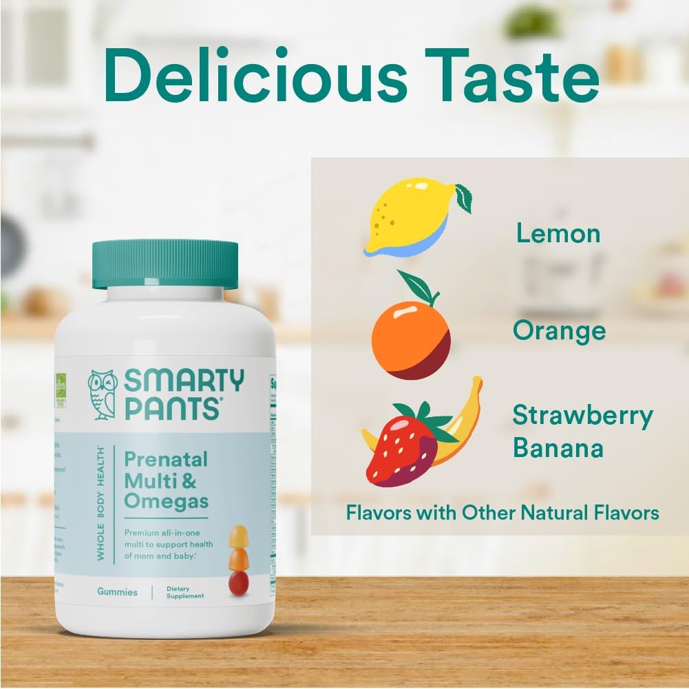 SmartyPants Prenatal Multivitamin Gummies with Omega 3 Fish Oil (EPA/DHA), Methylfolate, Vitamin D3, C, B12, B6, A, K, Biotin, Zinc & Inositol – 120 Count (30 Day Supply) - görsel 7
