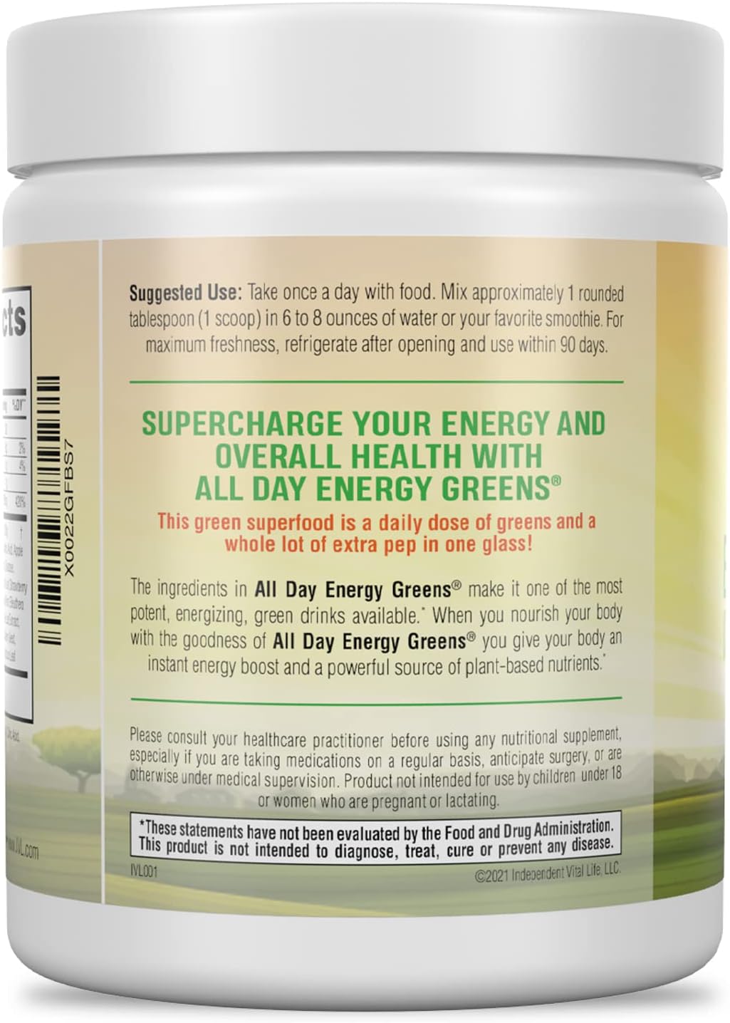 IVL - All Day Energy Greens - Supplement Powder Mix Drink, Greens Powder Superfood - Super Greens Blend for Optimal Nutrition, Energy & Digestion, Green Juice Superfood Boost - görsel 2