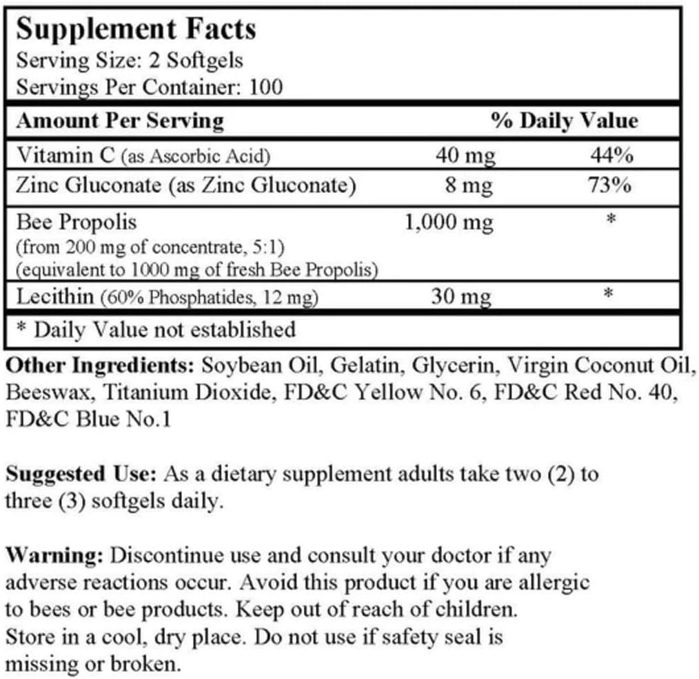 Nu-Health Super III Natural Bee Propolis, Vitamin C & Zinc, 200 Soft gel capsules - görsel 8