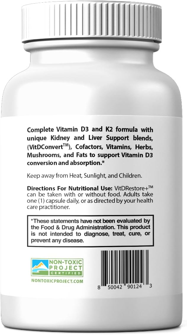 True Cellular Formulae VITDRestore+ - Vitamin D3 + K2 with Liver and Kidney Support, Vegan, Non-GMO - görsel 3
