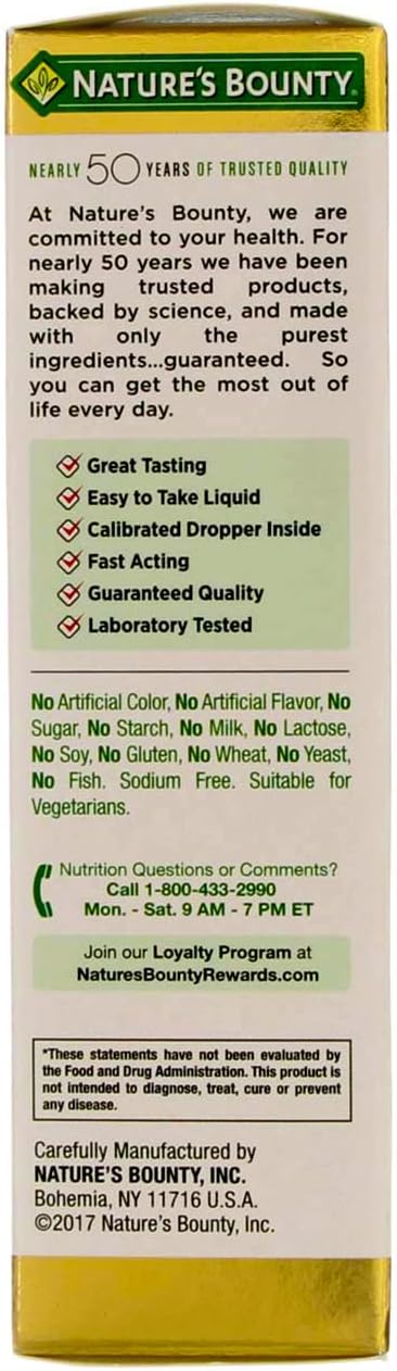 Nature's Bounty B-12 5000 mcg Sublingual Liquid, 60 ml (Pack of 2)
