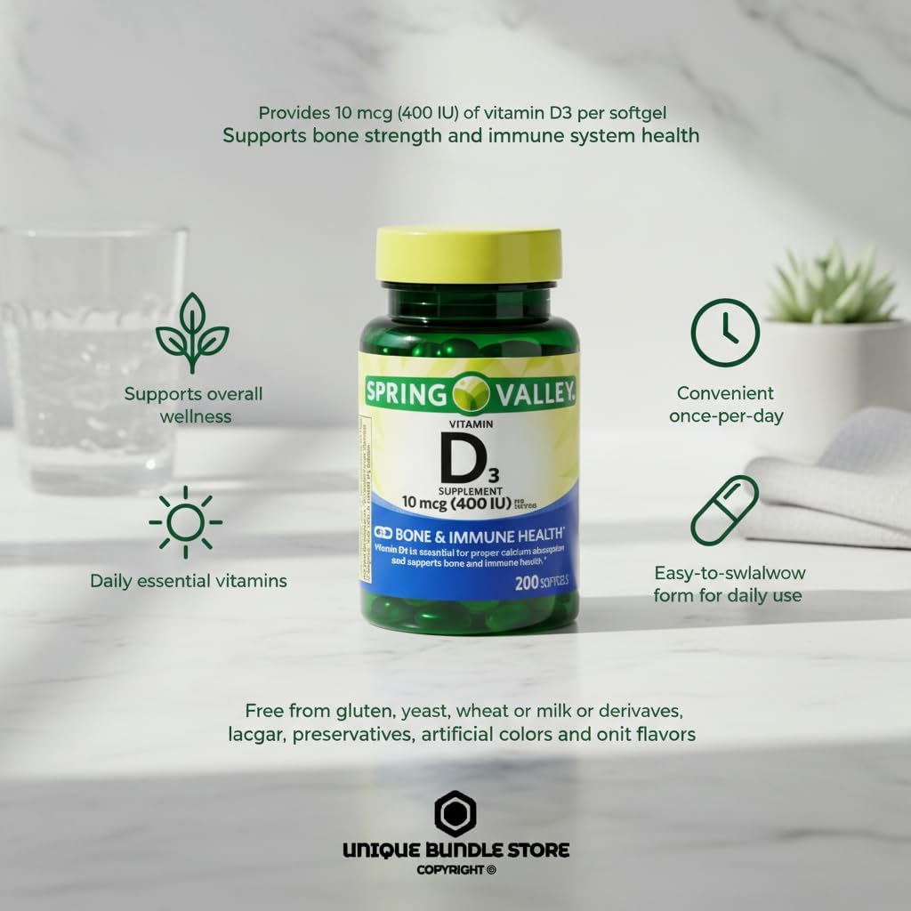 Vitamin D3 10 µg (400 IU), 200 Softgels – Food Supplement - görsel 3