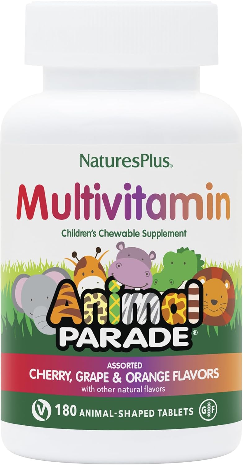 NaturesPlus Animal Parade Children's Chewable Multivitamin - 180 Animal-Shaped Tablets - Natural Assorted Flavours - görsel 8