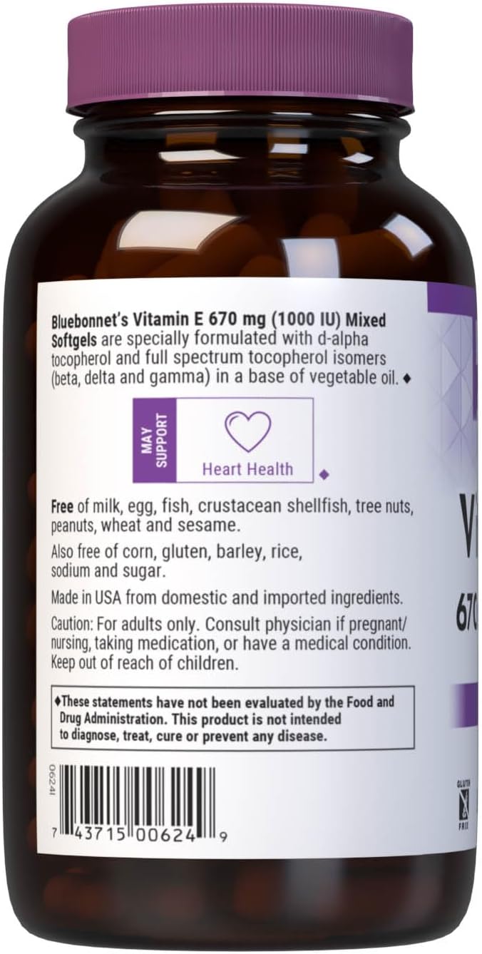 Bluebonnet Vitamin E 1000 IU Mixed Softgels, 100 Count - görsel 3