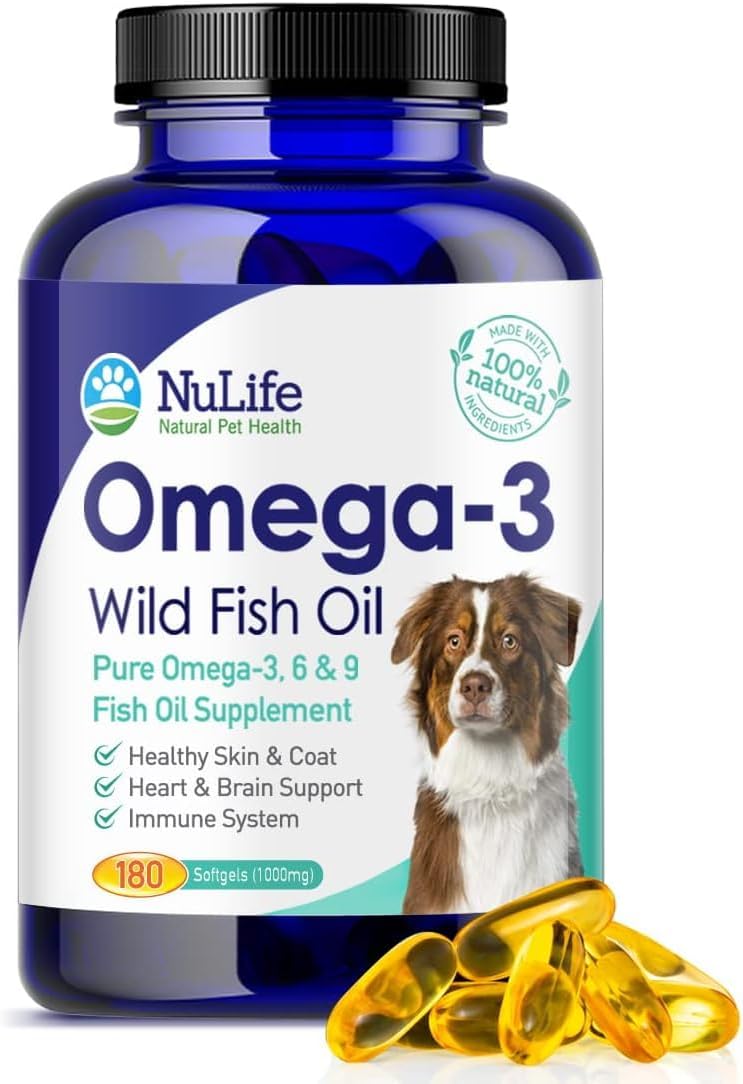 NuLife Natural Pet Health Pure Omega-3 Fish Oil for Dogs, 180 Capsules - görsel 1