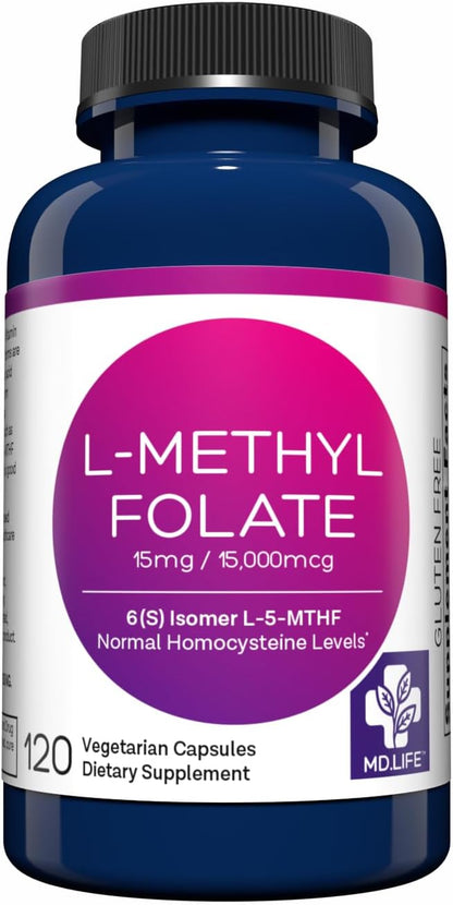 MD Life L-Methylfolate 15 mg Food Supplement - 30 Capsules