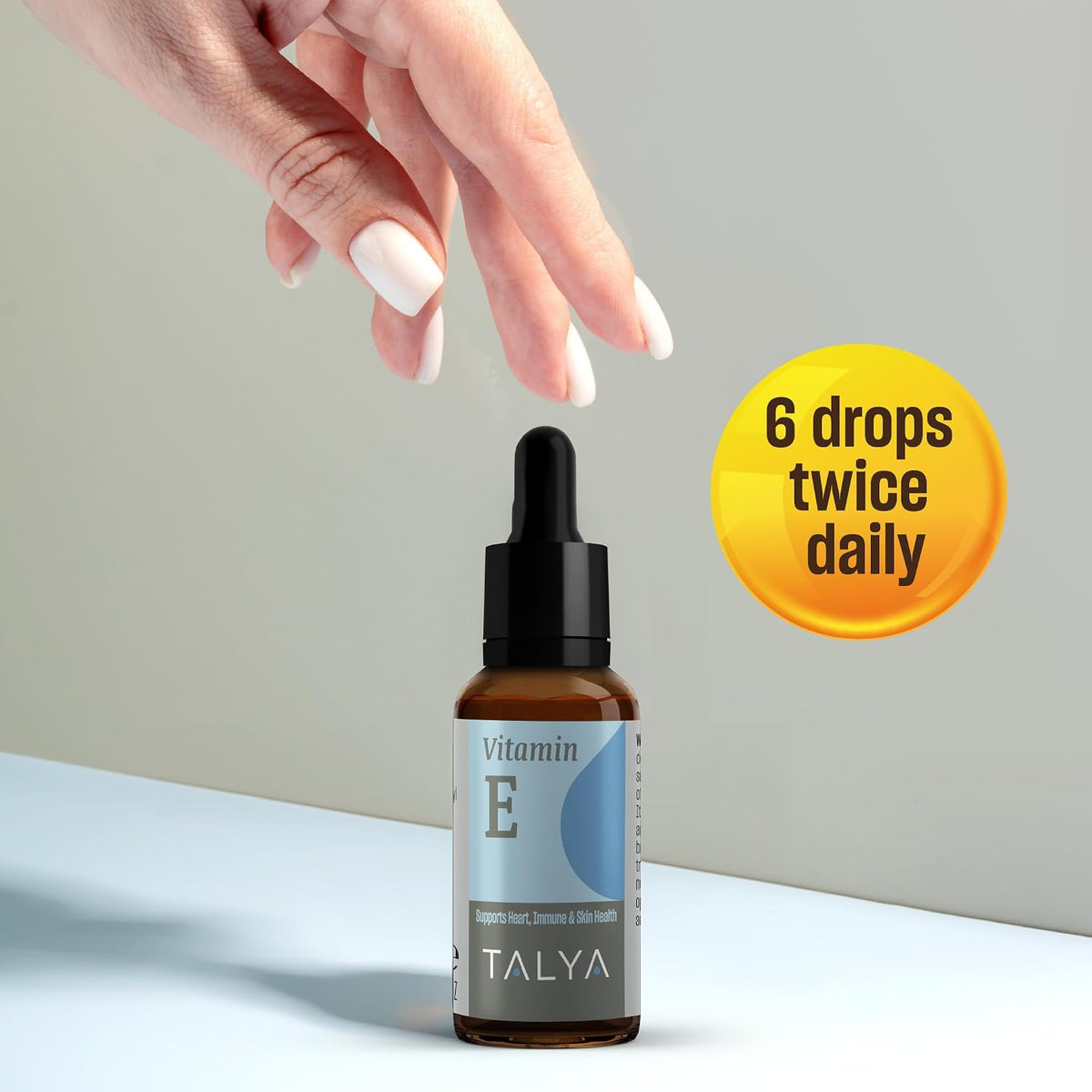 TALYA Vitamin E Liquid Drops 10 ml | Immune & Skin Health | for Scars | Glass Dropper Bottle | Vegan, Non-GMO, Supplement - görsel 3
