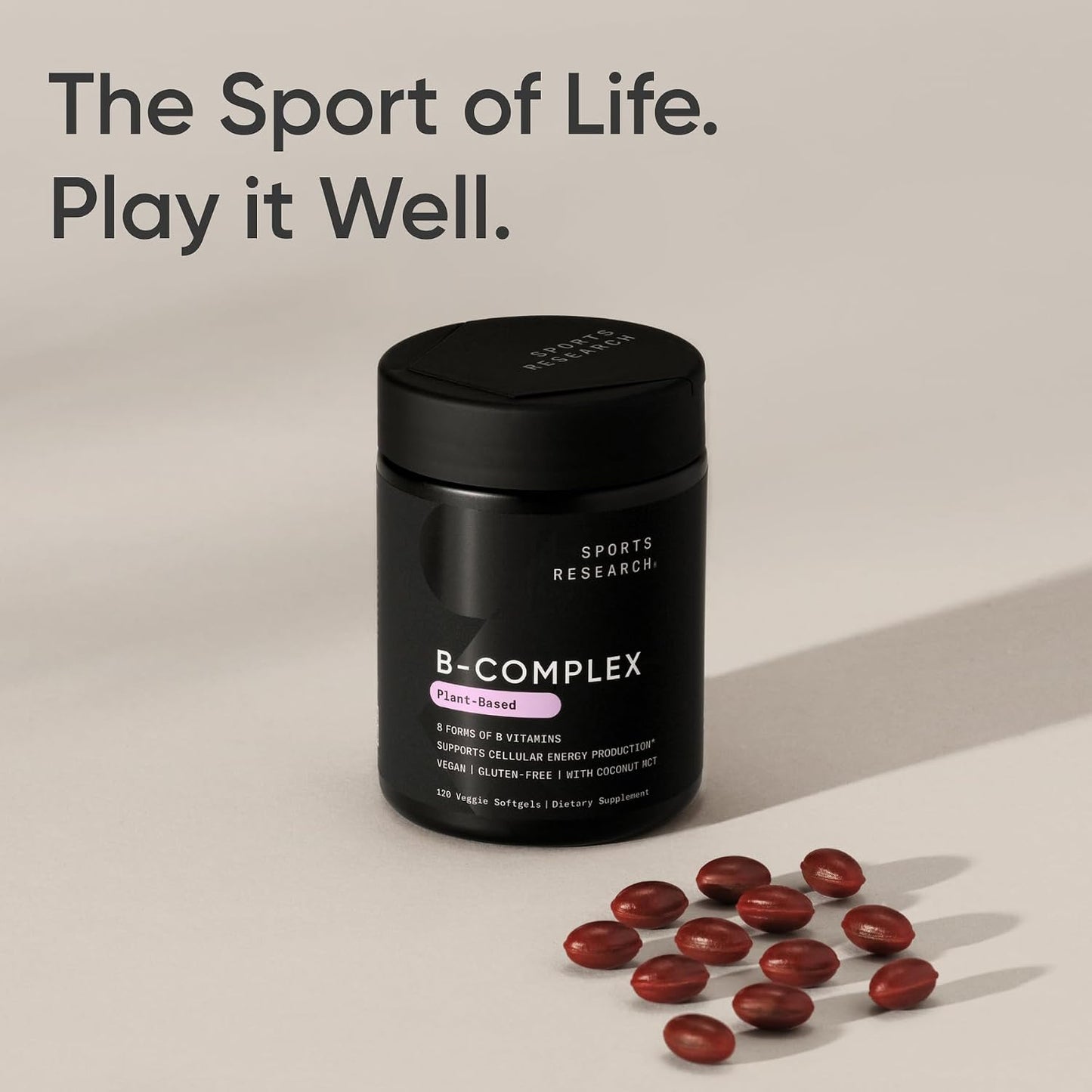 Sports Research Vitamin B-Complex - Full Spectrum B Vitamins with Methylated B12 & Folate, 120 Vegan Softgels - görsel 7
