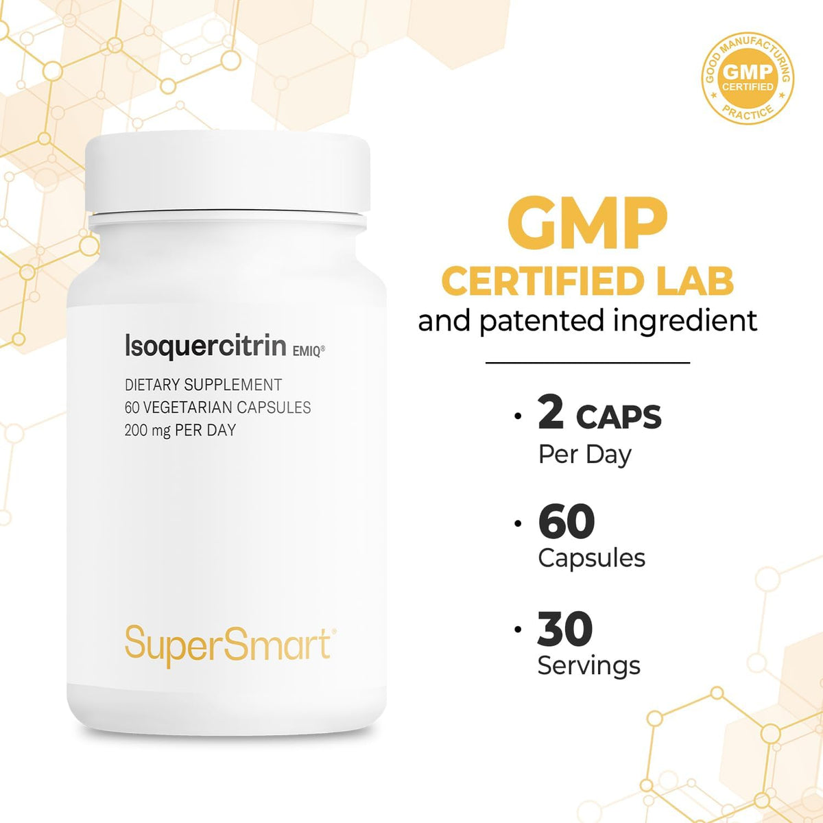 Supersmart - Alpha Glycosyl IsoQuercitrin 200mg per Day - Bioactive Quercetin EMIQ - Flavonoid Supplement | Non-GMO & Gluten-free - 60 Vegetarian Capsules - görsel 5