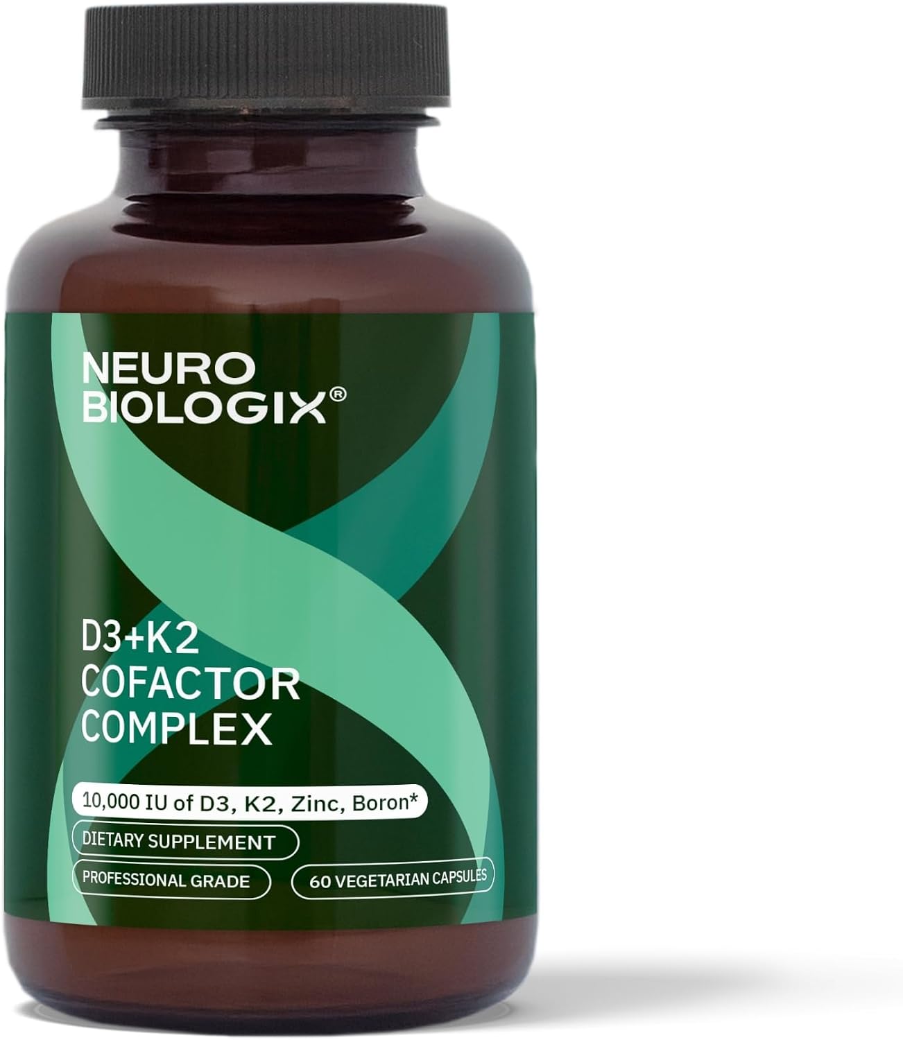 Neurobiologix Vitamin D3 + K2 Cofactor Complex, 10,000 IU with MK-7, Zinc & Boron, 60 Capsules - görsel 1