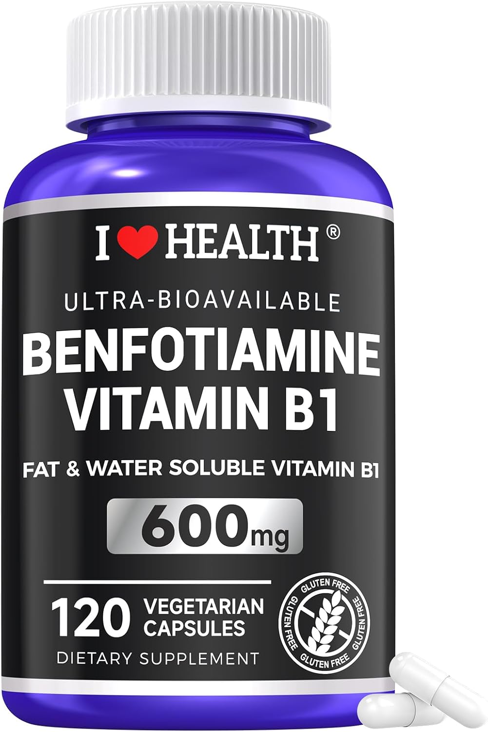 Benfotiamine 600mg Plus 20mg Vitamin B1 | 120 Veggie Capsules | Made in USA | Third-Party Tested - görsel 1