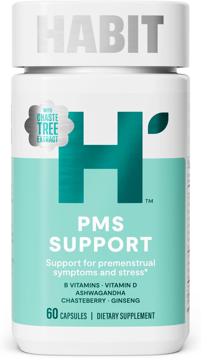Habit PMS Support Supplement for Women (60 Capsules) – With B Vitamins, Vitamin D, Chasteberry, Ashwagandha, Black Cohosh for Nutritional Support During the Menstrual Cycle. Gluten-free, Non-GMO - görsel 1