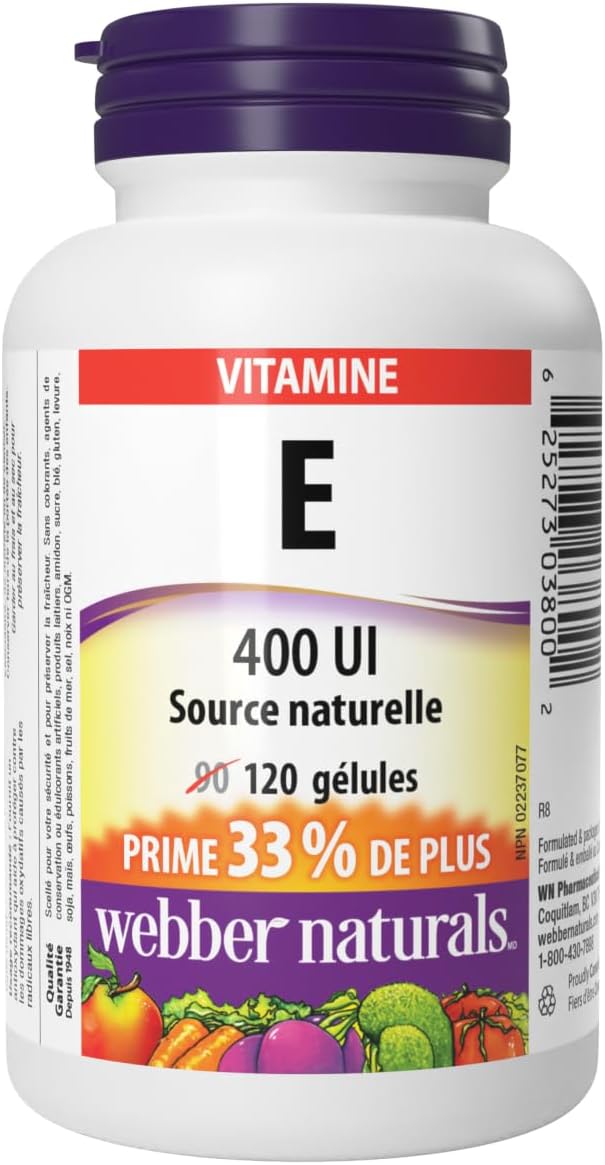 Webber Naturals Vitamin E Natural Source Soft gel capsule, 400 IU, 120 Softgels - görsel 2