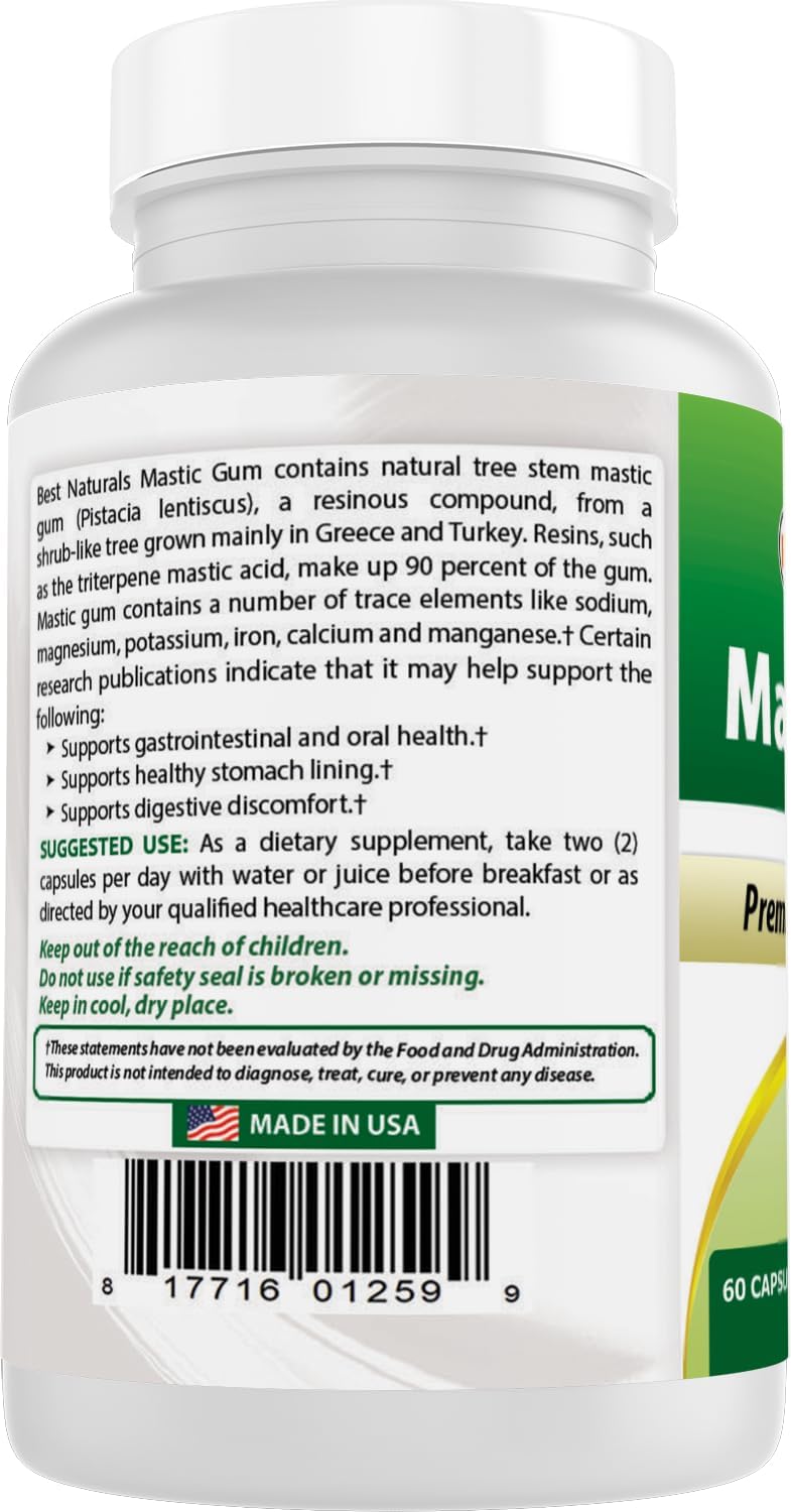 Best Naturals Mastic Gum 500 mg, 60 Capsules - görsel 8