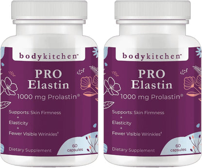 Body Kitchen Pro Elastin Peptides 1000mg – Marine-Derived Supplement for Skin Firmness and Elasticity, 60 Capsules (Pack of 2)