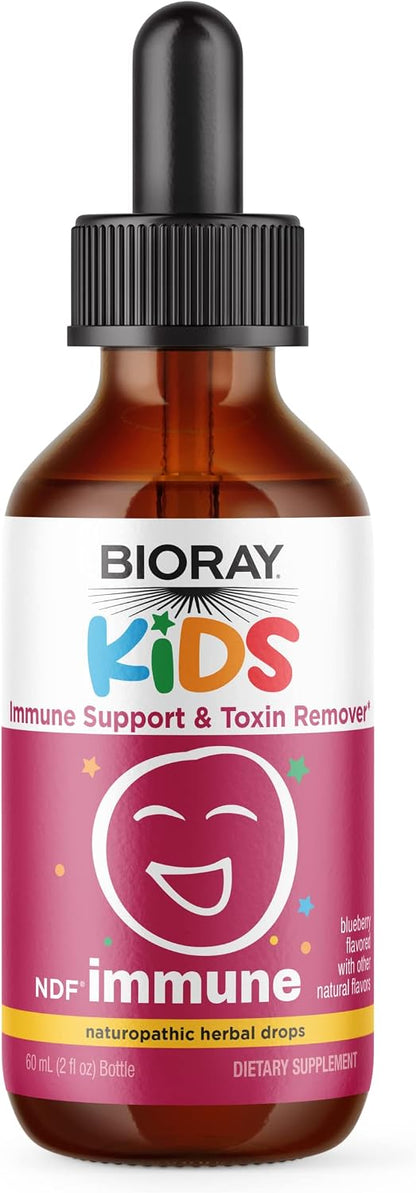 BIORAY Kids NDF Immune, Blueberry – 2 fl oz – Immune Support & Natural Detox – Non-GMO, Vegan, Gluten-free – 30 Servings