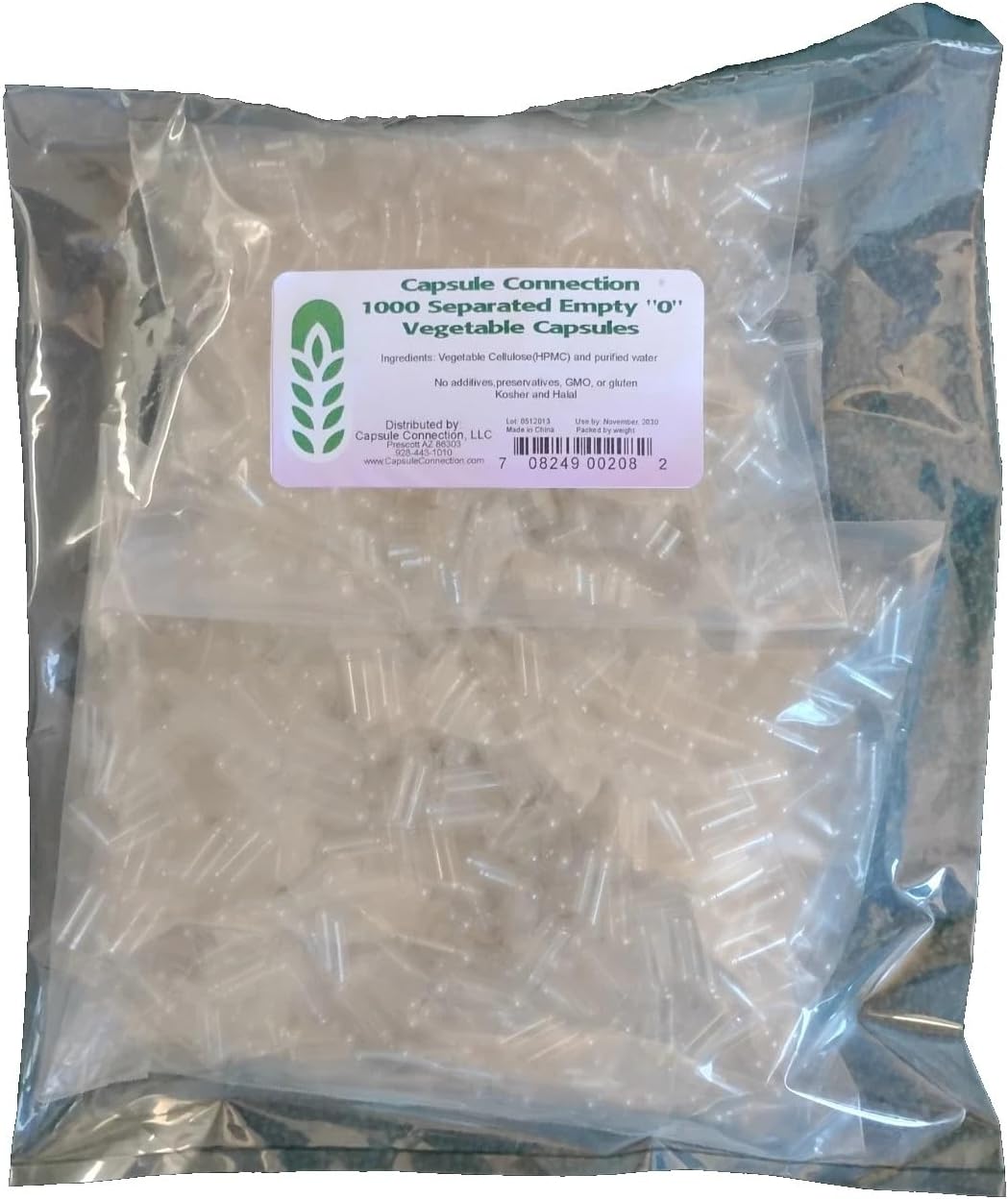 Capsule Connection 1000 Separated Empty Vegetable Capsules, Size 0, 1000 Count Bag - görsel 1