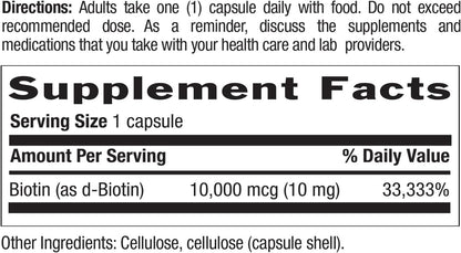 Country Life High-Potency Biotin 10 mg (10,000 mcg) - Vegan & Gluten-Free Biotin Supplement for Hair, Skin & Nails, Energy Metabolism