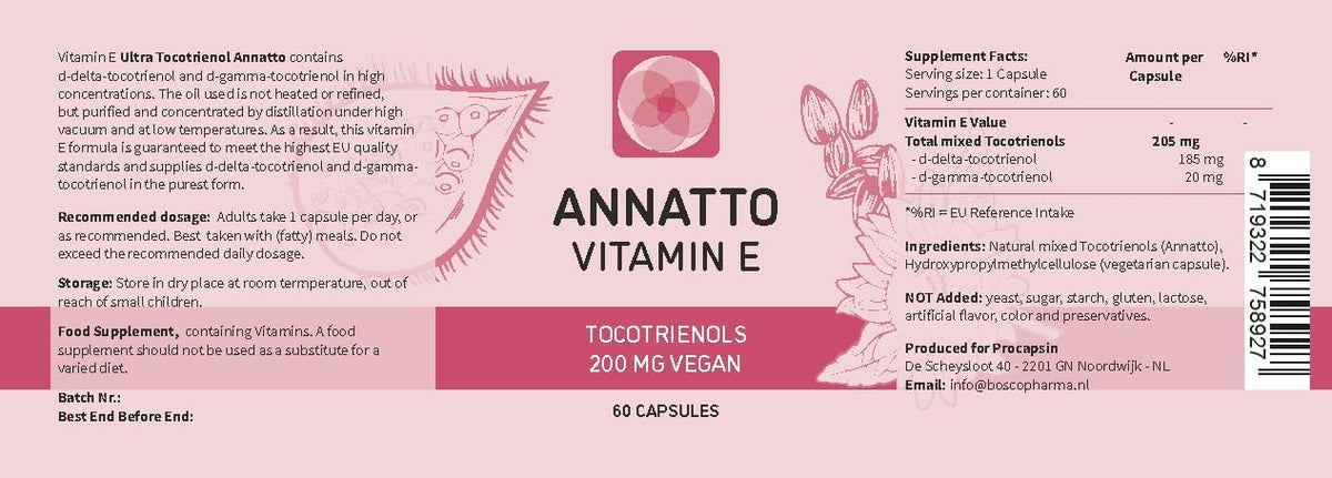 Annatto Tocotrienols Vegan Vitamin E Supplement - Tocopherol Free - 200mg - Non-GMO - 60 Capsules - görsel 2