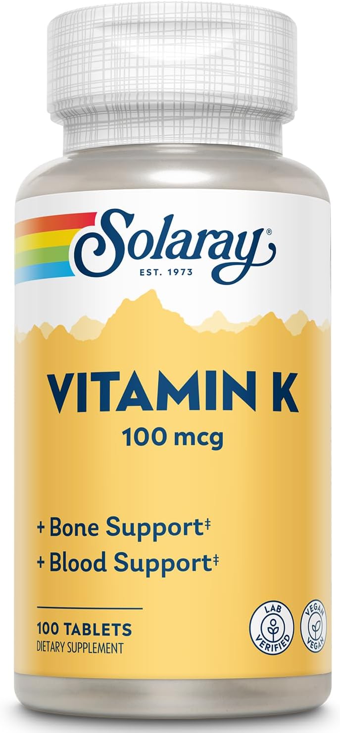 SOLARAY Vitamin K1 Supplement – 100 mcg, 100 Vegan Tablets - görsel 1