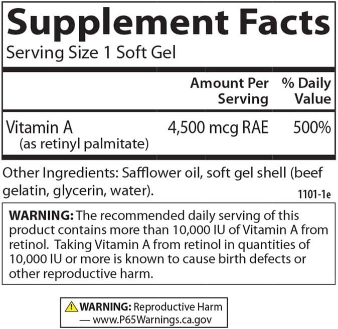 Carlson Labs Vitamin A Palmitate, 15000 IU, 120 Softgels - görsel 4