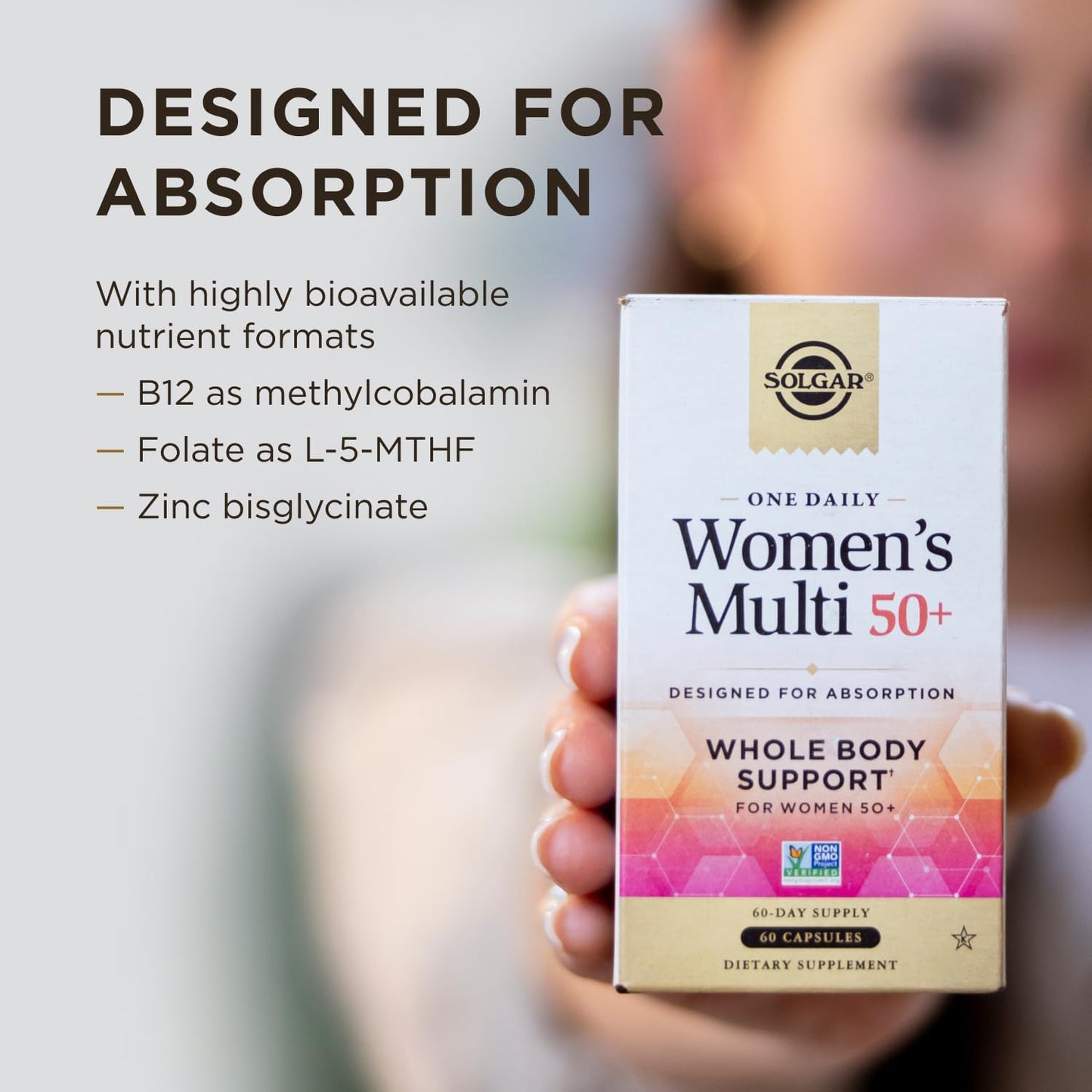 Solgar One Daily Women's Multi 50+ – Whole Body Support for Women Aged 50 and Over, 60 Vegan Capsules - görsel 4
