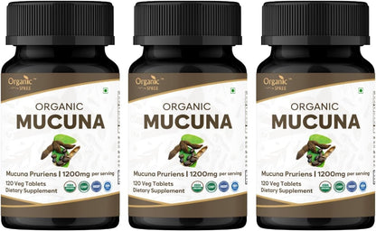 ORGANIC SPREE Mucuna Tablets - Organic Mucuna Supplement, 120 Tablets (Pack of 3)