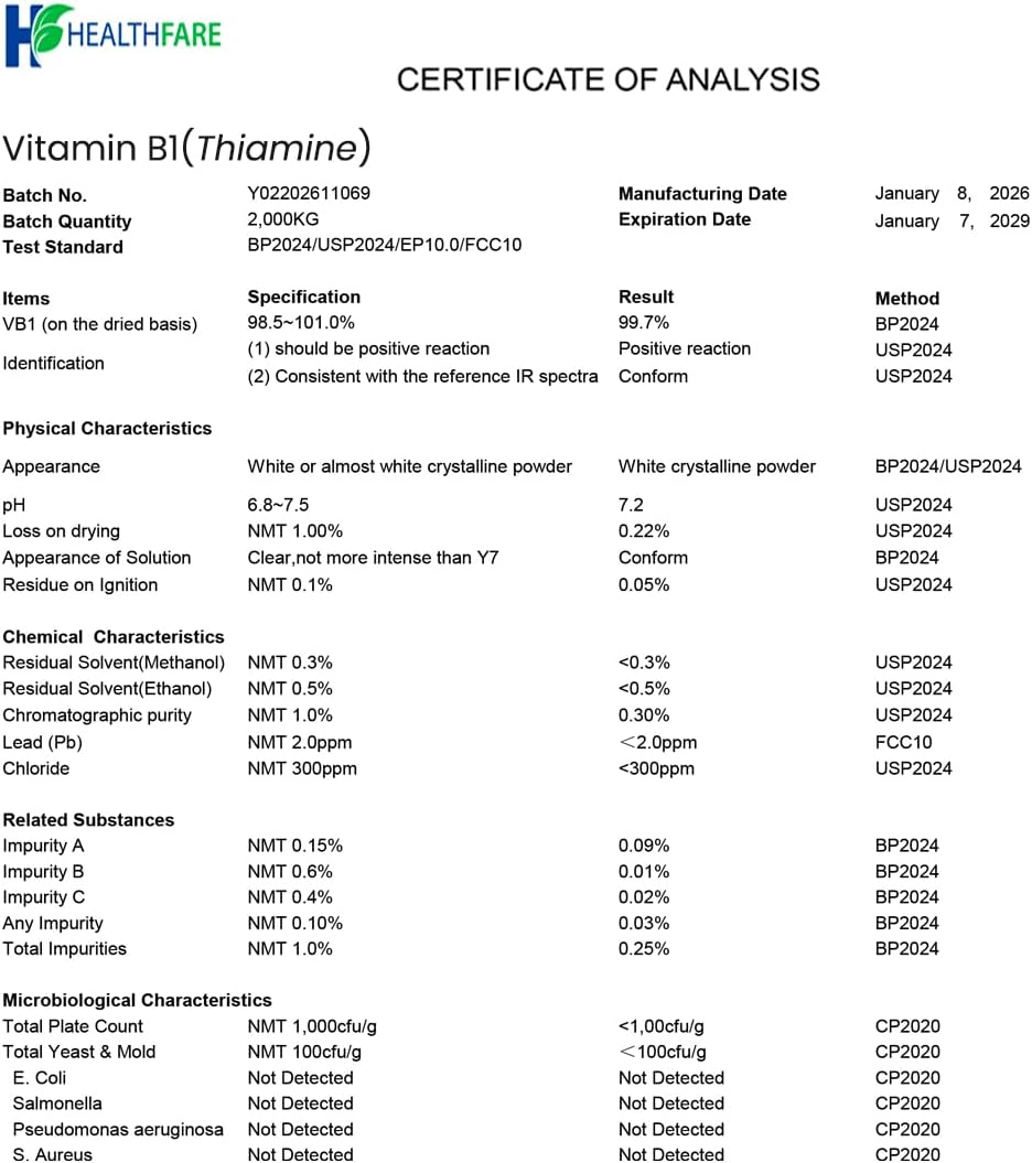 Healthfare Vitamin B1 100mg – Thiamine Supplement, 60 Capsules - görsel 5