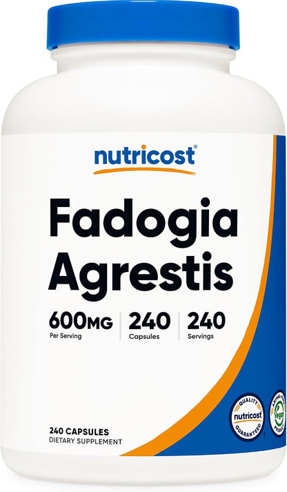 Nutricost Fadogia Agrestis (240 Capsules | 600 mg Per Serving) - Potent 10:1 Extract, Gluten-free, GMO Free Supplement