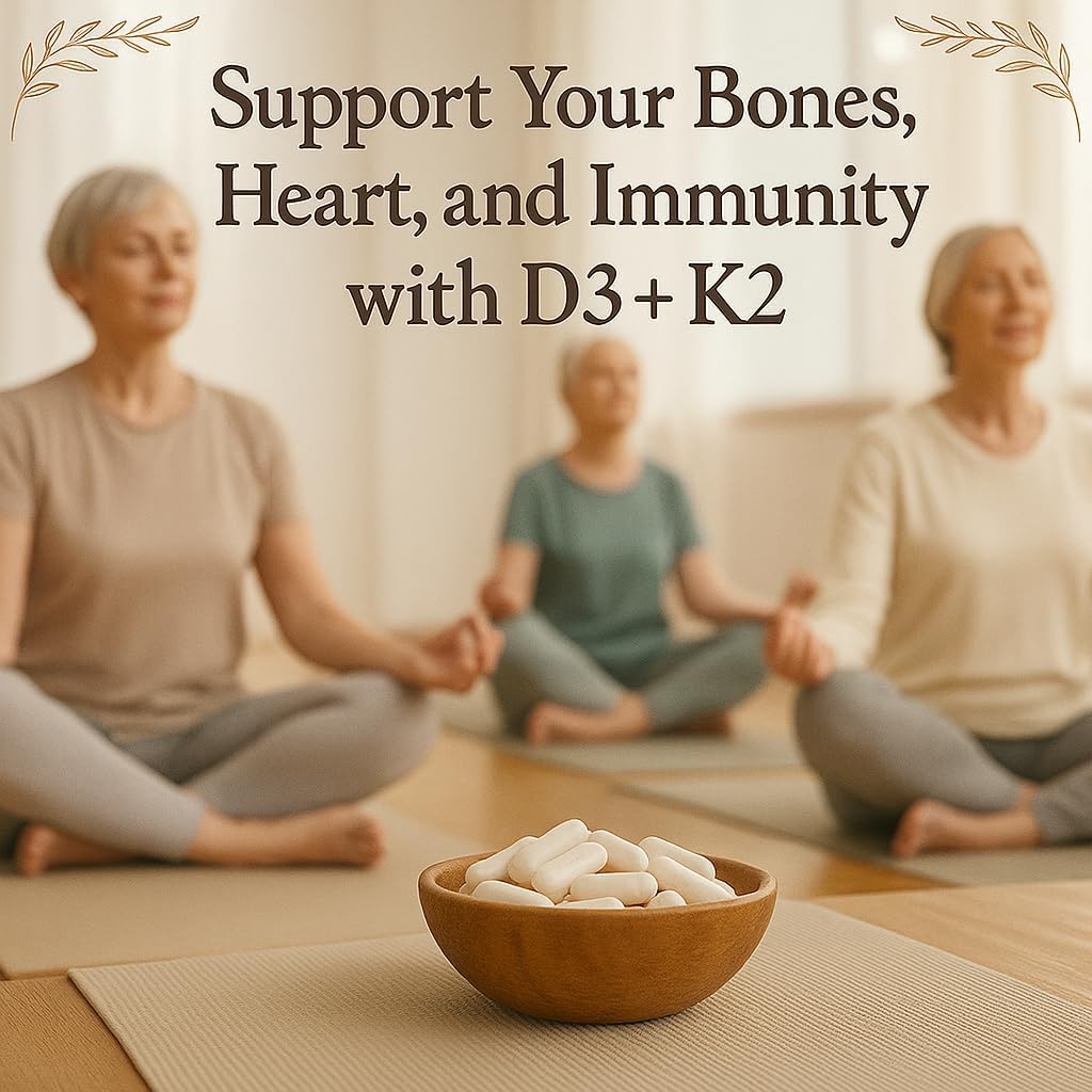 Me First Living Vitamin D3 K2 Food Supplement for Bone & Heart Health, 125 mcg D3 & 100 mcg K2 MK-7, Non-GMO, Easy-to-Swallow Capsules with Calcium - görsel 7
