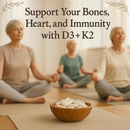 Me First Living Vitamin D3 K2 Food Supplement for Bone & Heart Health, 125 mcg D3 & 100 mcg K2 MK-7, Non-GMO, Easy-to-Swallow Capsules with Calcium