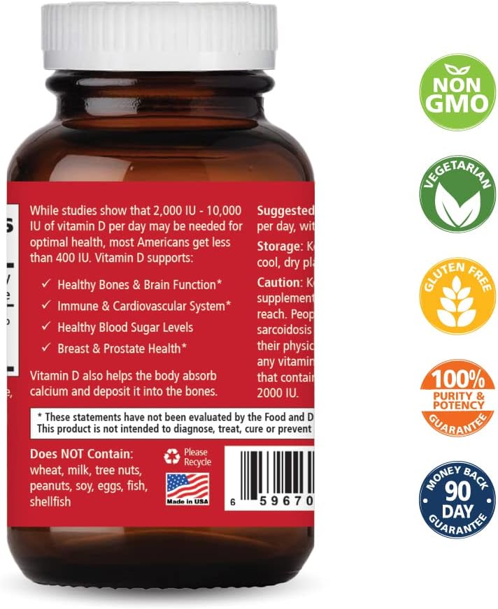 Vitamin D 2000 IU – Immune Support & Bone Health – 30 Veggie Capsules - görsel 2
