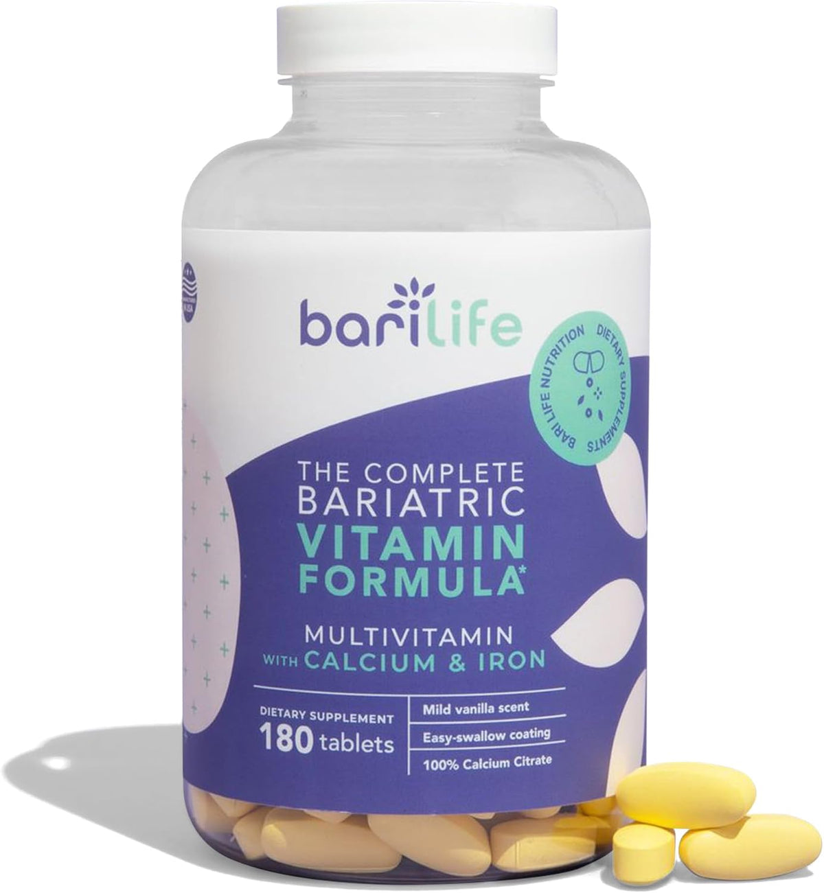 Bari Life Complete Bariatric Multivitamin Non-chewable Tablet with Calcium Citrate and Iron - 180 Tablets - görsel 1