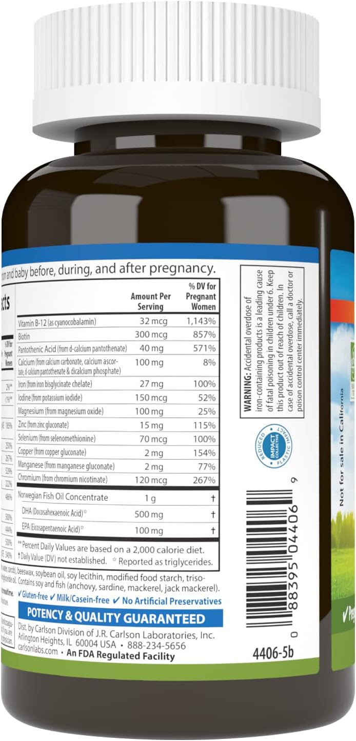 Carlson Antenatal Multivitamin with DHA & Vitamin D3 – 60 Softgels - görsel 3