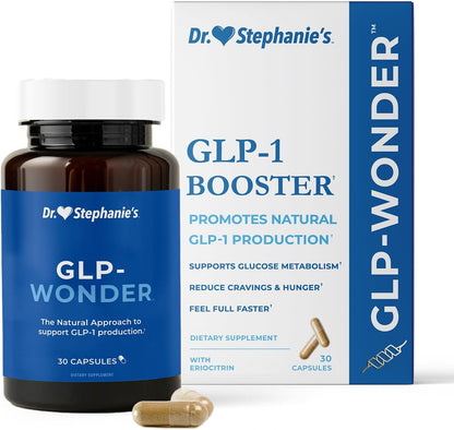 Dr. Stephanie's GLP-Wonder Natural GLP-1 Boosting Supplement – Control Hunger & Appetite, Fight Cravings – Side-Effect Free Support