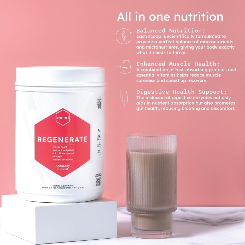 MEND Regenerate – Post-Workout Recovery Protein Powder, Cocoa, 20 Servings - görsel 3
